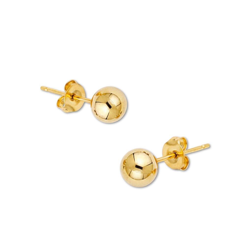 14K Gold Ball Stud Earrings | 7mm Yellow Gold Post Earrings By Tehrani Jewelry